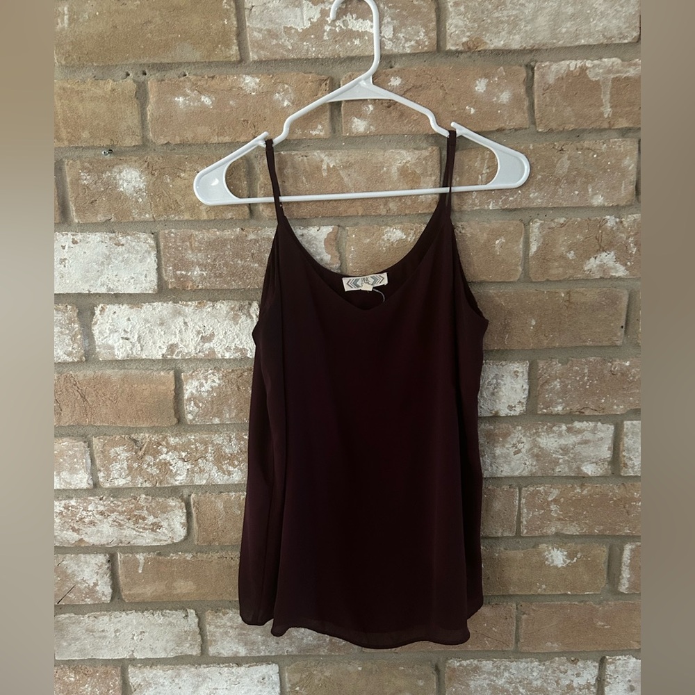 Pink Rose Deep Burgundy Camisole Top. Size LG.